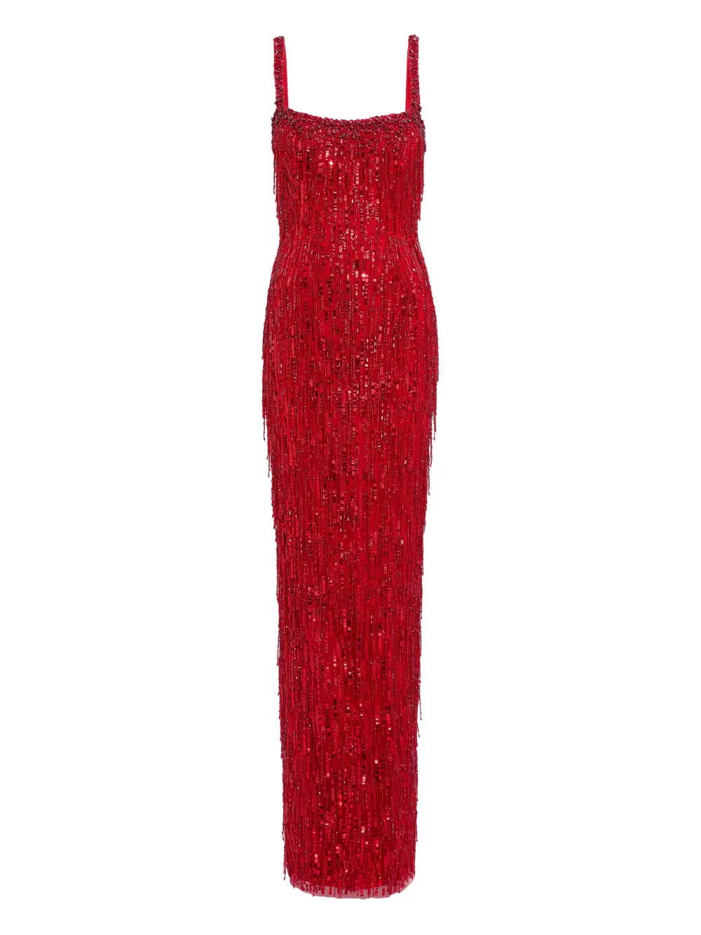 Jenny Packham Sequin Embellishments Fringe Detail Maxi Dress