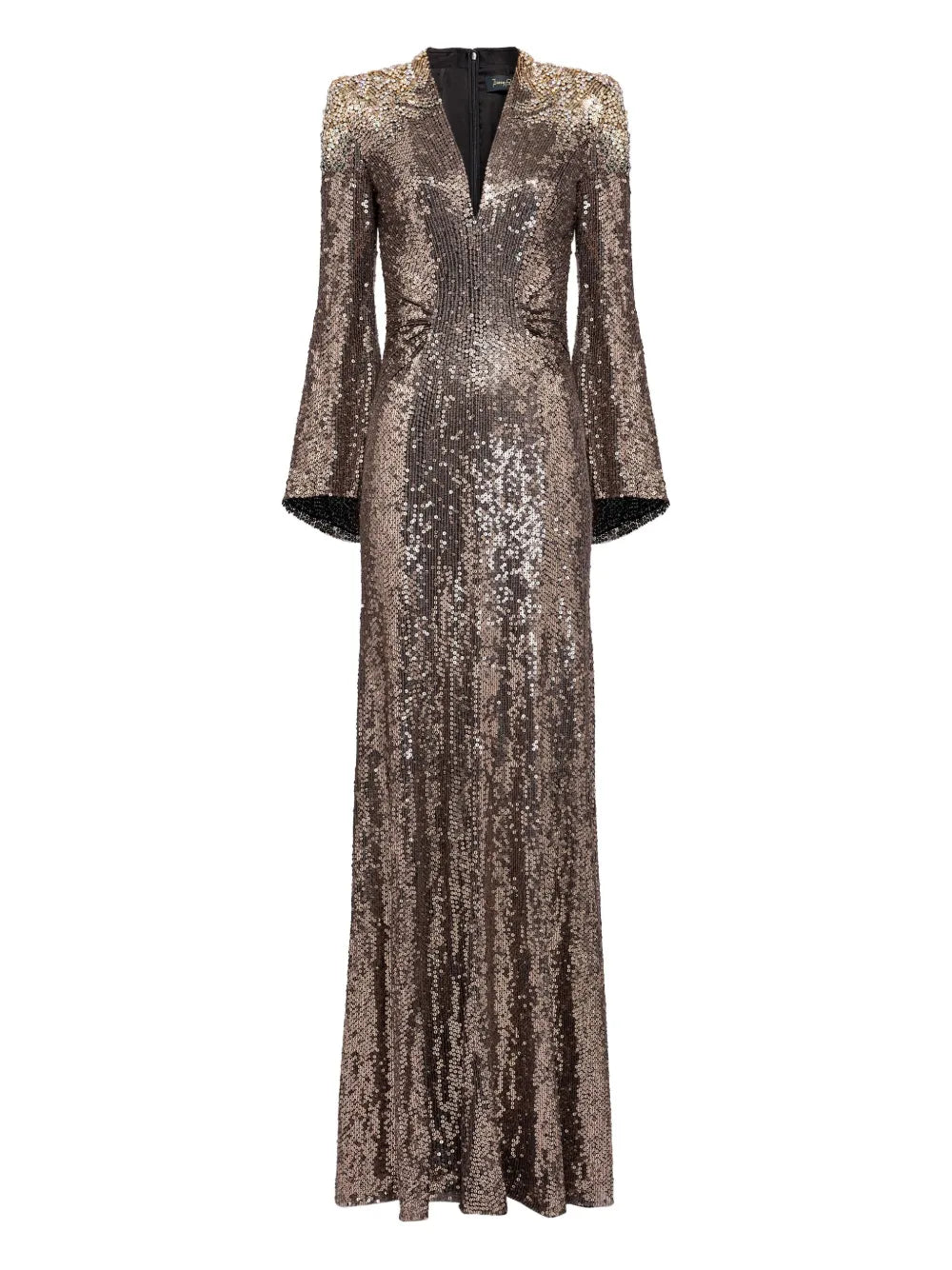 Jenny Packham Sequin Embellished Bell Sleeve Maxi Dress