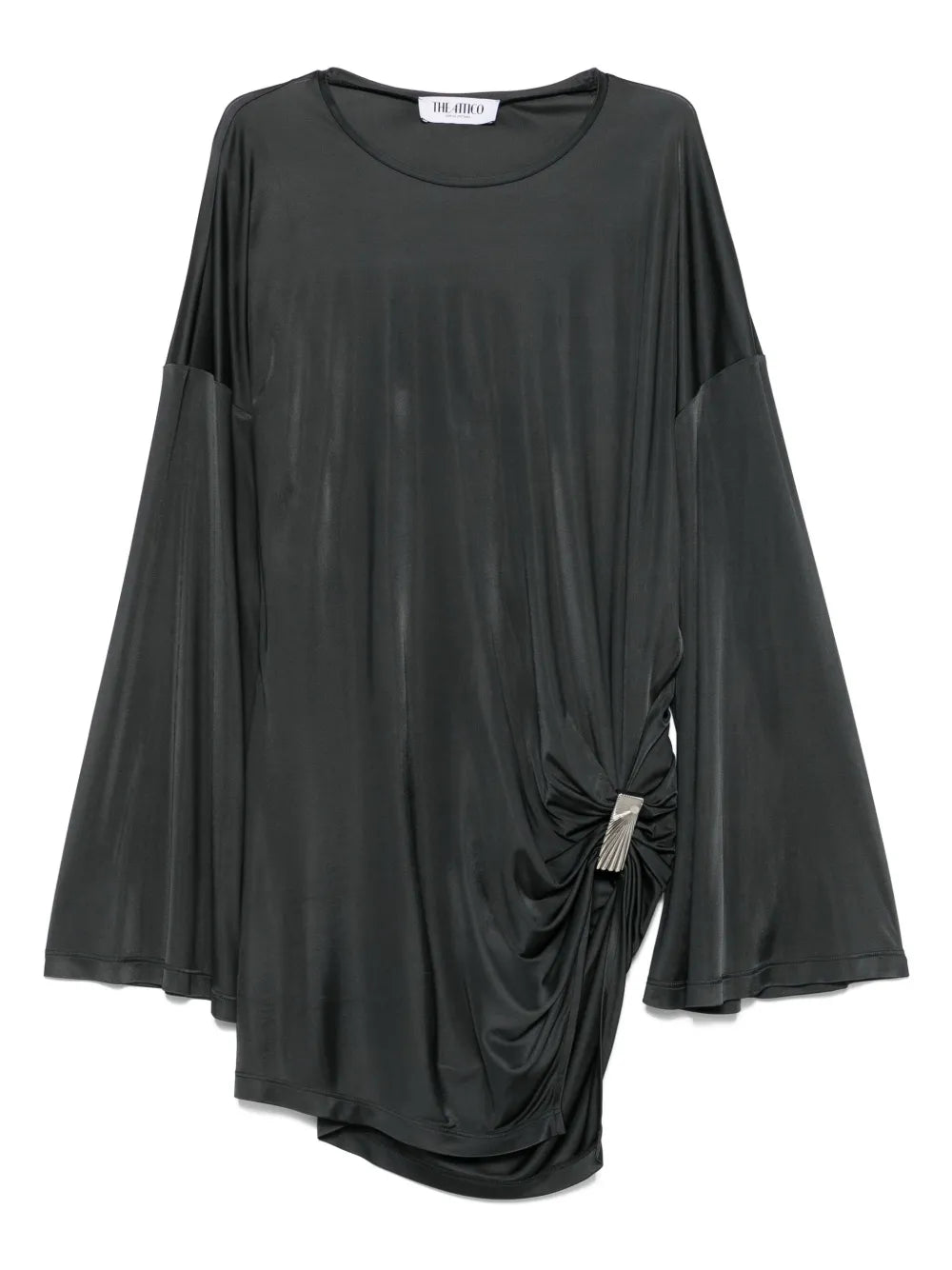 The Attico Draped Bell Sleeve Asymmetric Dress