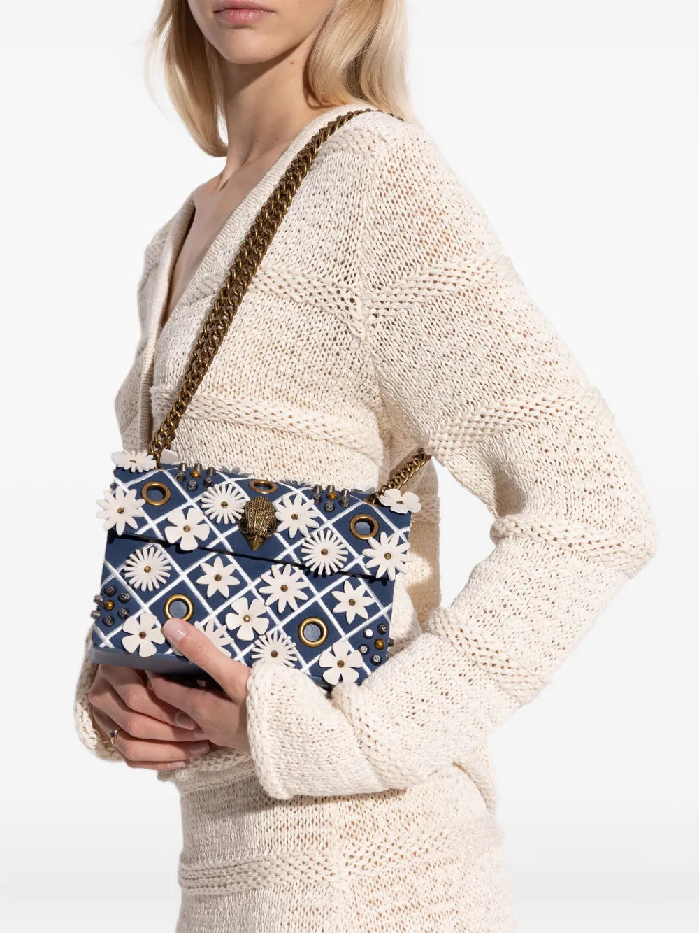 Kurt Geiger London Small Kensington Flower Embellished Shoulder Bag
