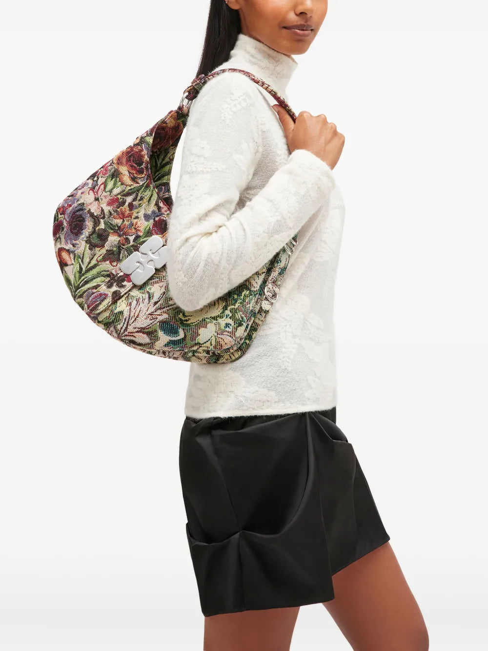 Ganni Small Kat Floral Tapestry Shoulder Bag