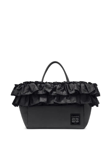 Ganni Ruffled Detail Shoulder Bag