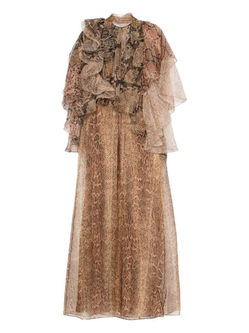 Zimmermann Ruffle Trimmed Snake Print Dress