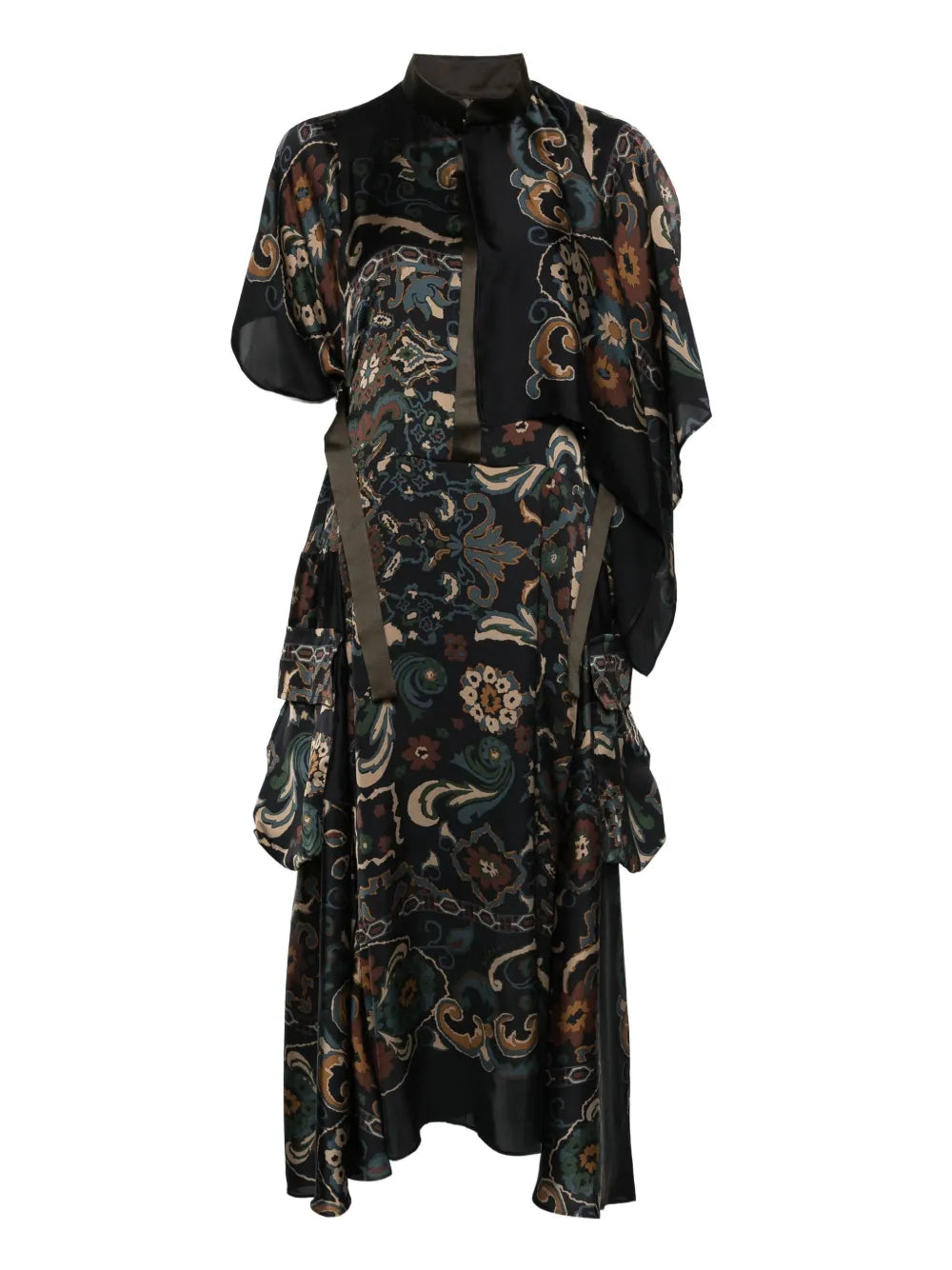 Sacai Paisley Print Layered Midi Dress