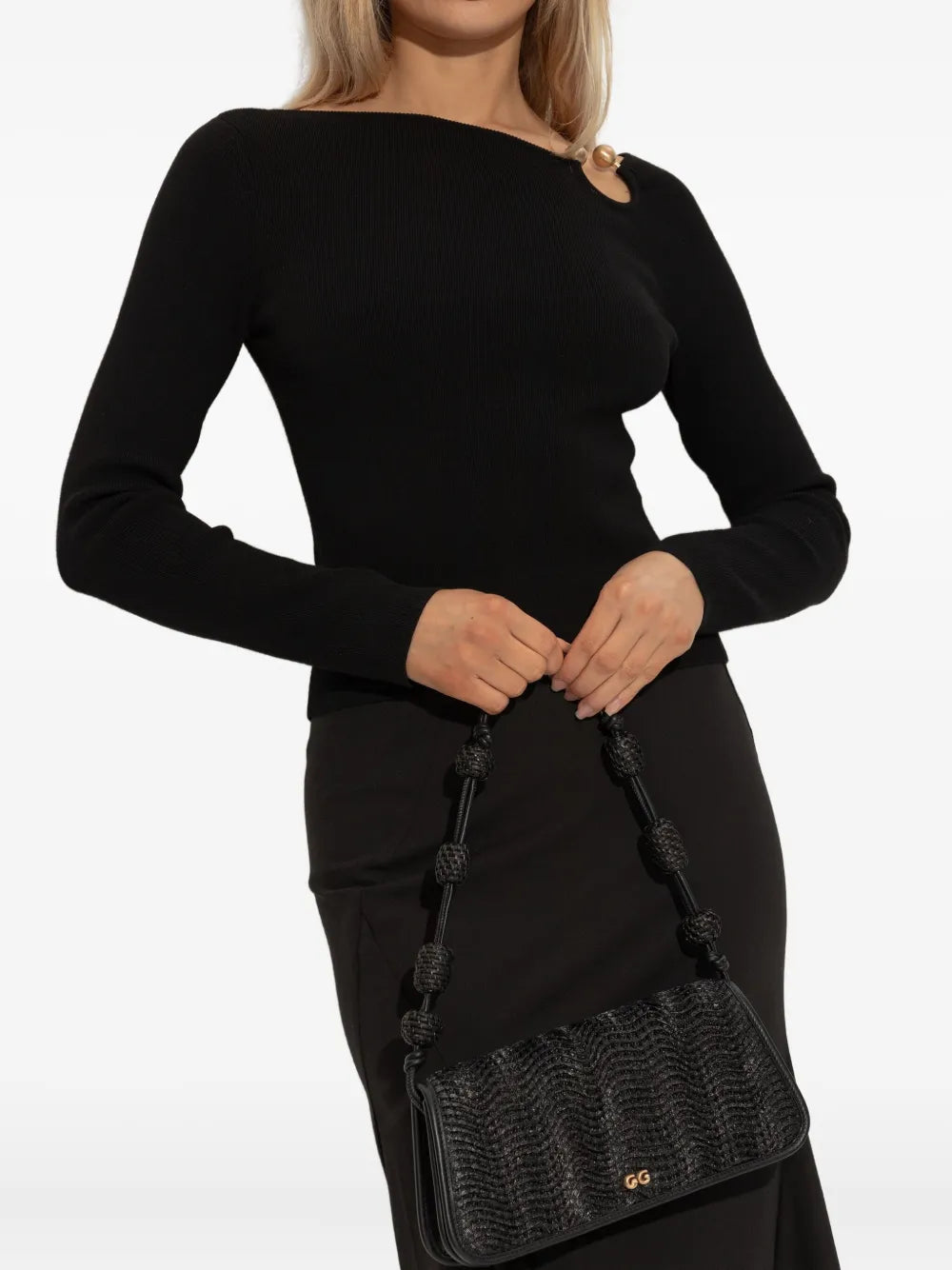 Cult Gaia Small Sunniva Raffia Shoulder Bag