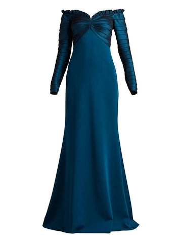 Tadashi Shoji Ruffled Long Sleeve Maxi Dress