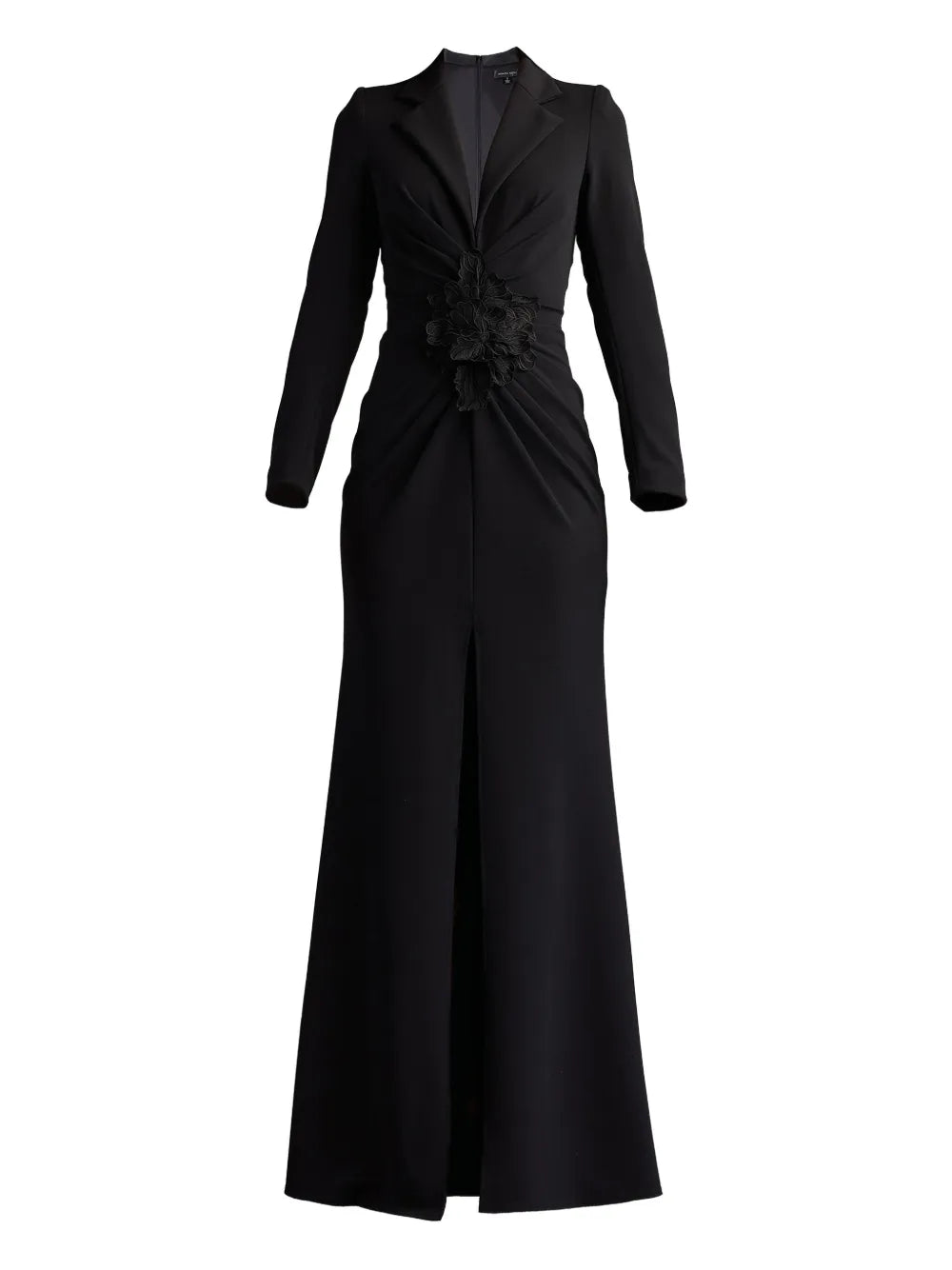 Tadashi Shoji Flower Embellished V Neck Gown