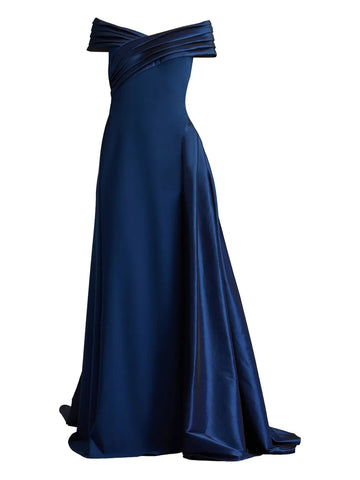 Tadashi Shoji Pleated Off Shoulder Maxi Dress