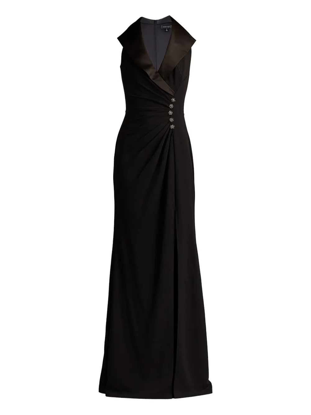 Tadashi Shoji Satin Collar Embellished Gown