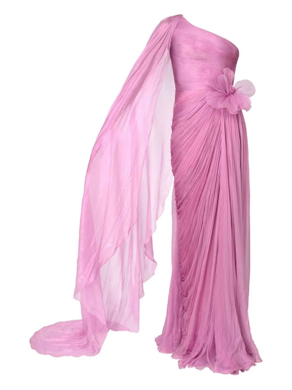 Iris Serban Pleated One Shoulder Maxi Dress