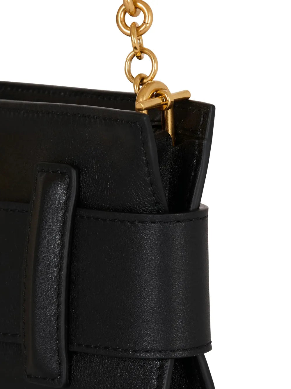 Balmain Anthem Buckle Detail Calfskin Leather Clutch