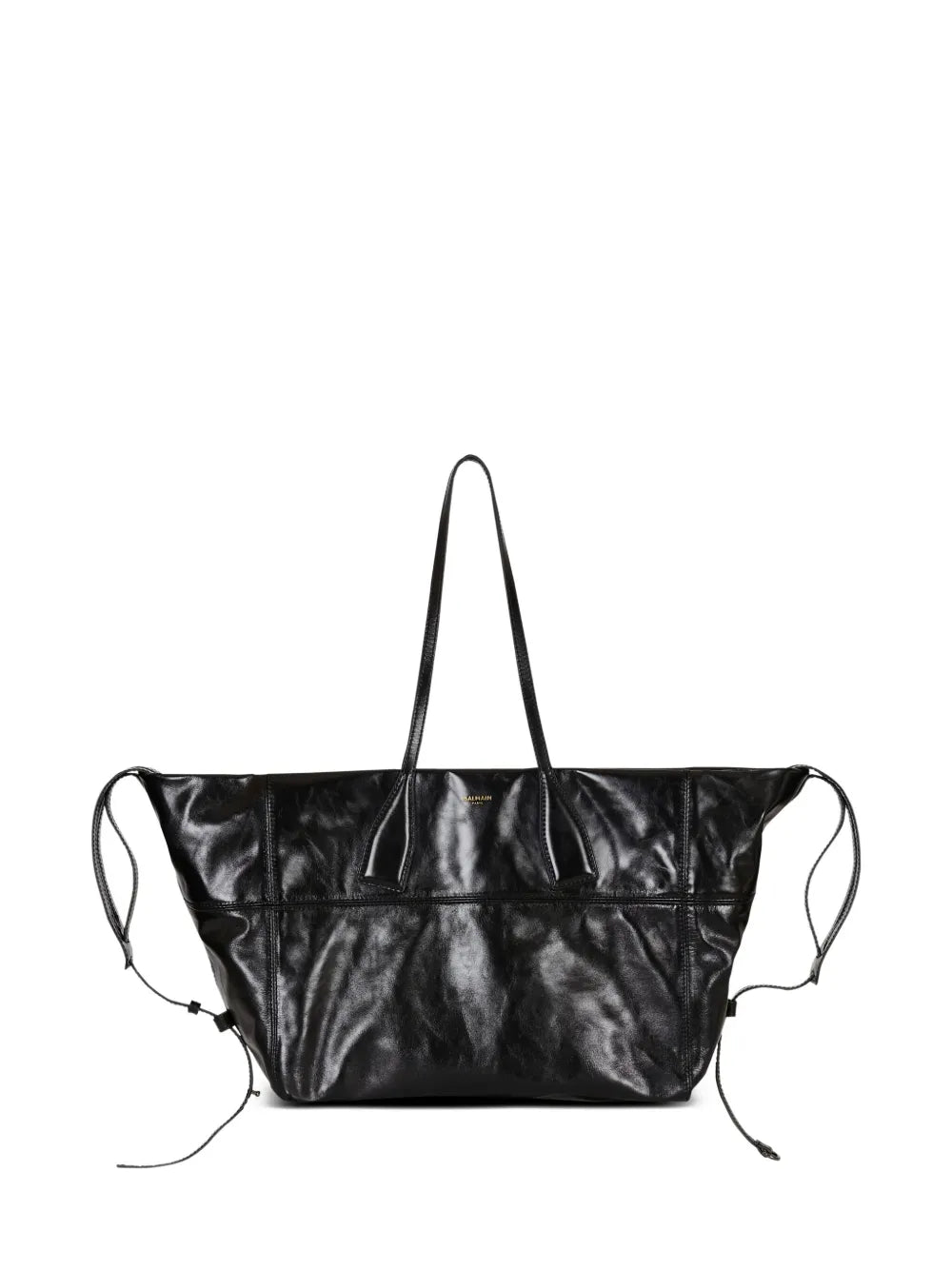 Balmain Zip Detail Leather Tote Bag