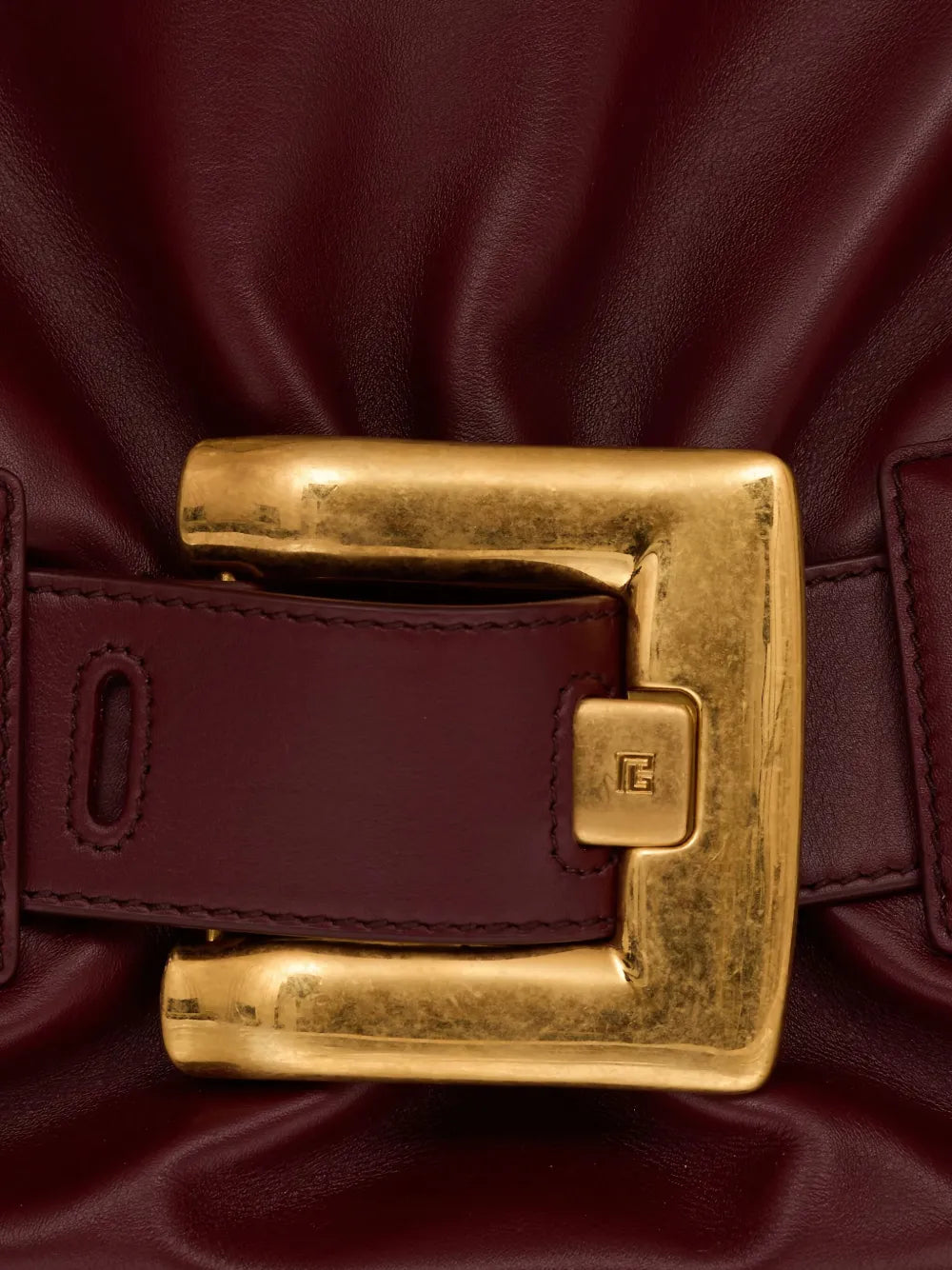 Balmain Medium Anthem Belted Gathered Leather Shoulder Bag