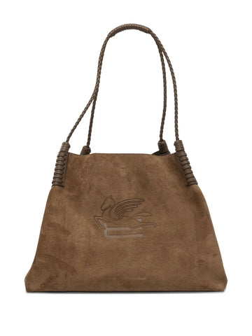 Etro Medium Libra Braided Handle Suede Tote Bag