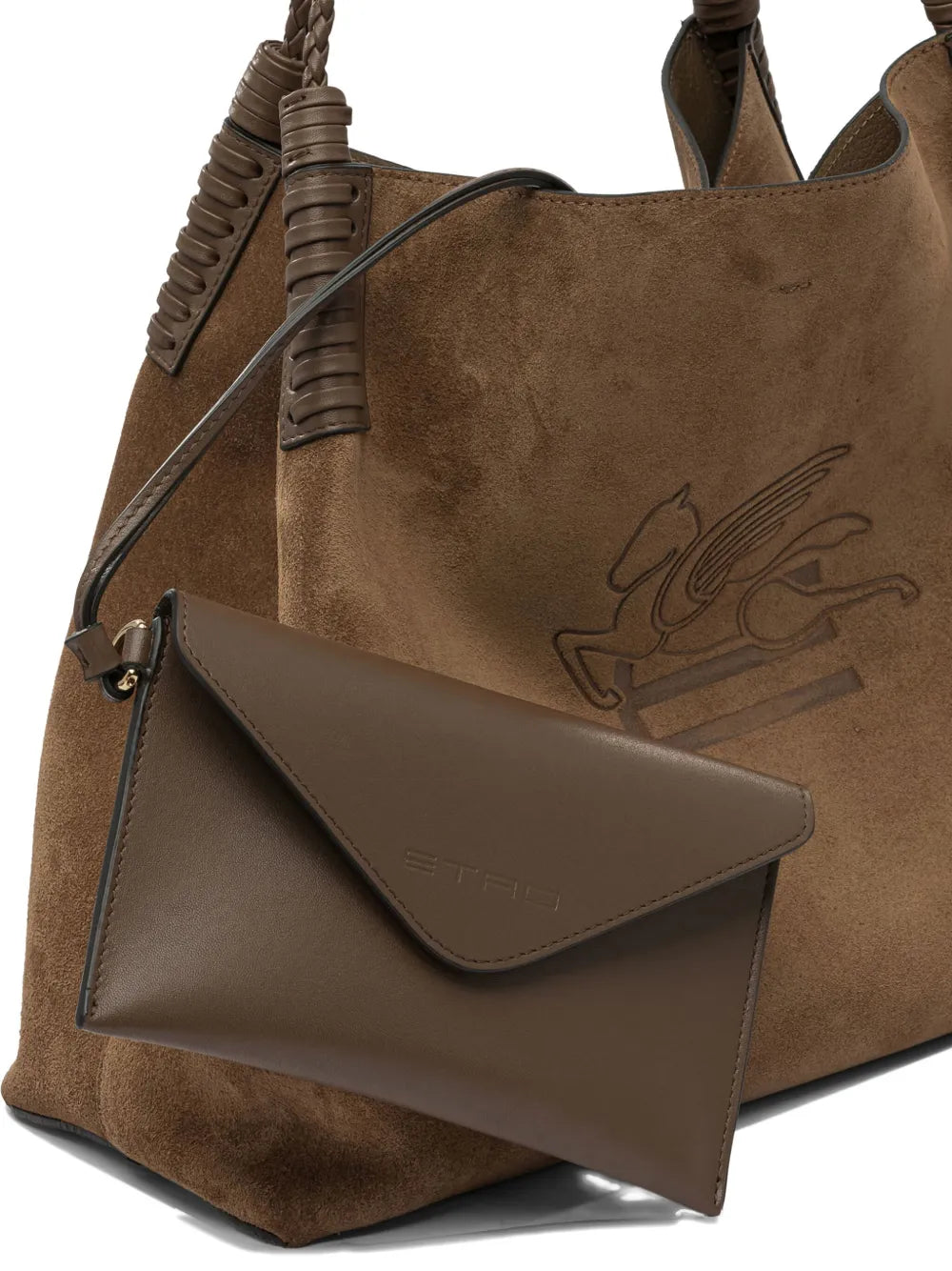 Etro Medium Libra Braided Handle Suede Tote Bag