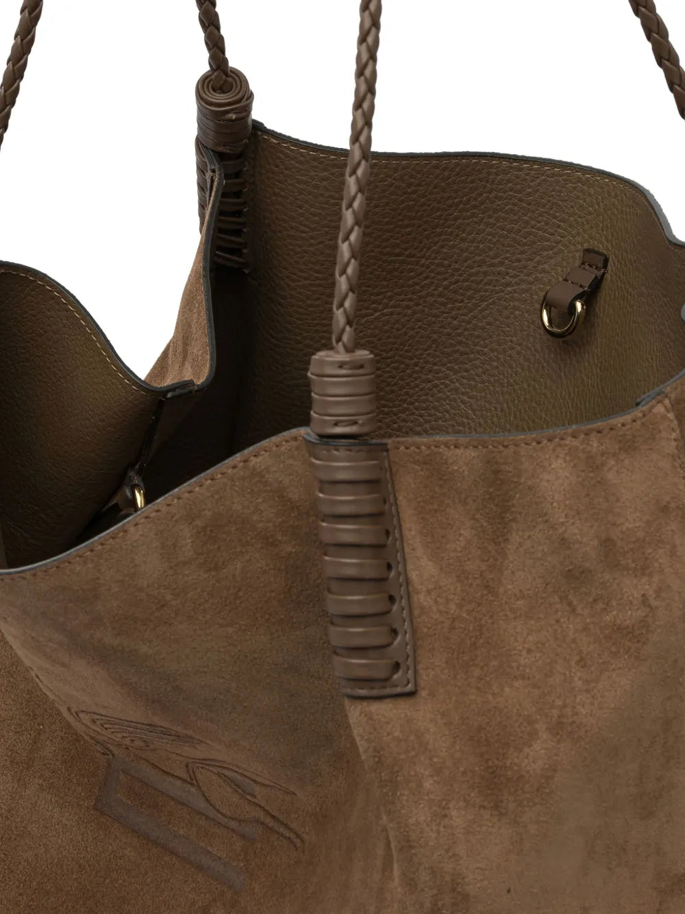 Etro Medium Libra Braided Handle Suede Tote Bag