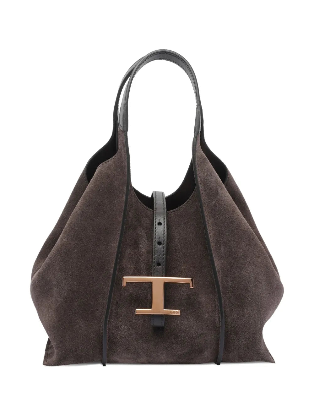 Tods Timeless Suede Leather T Buckle Shoulder Bag