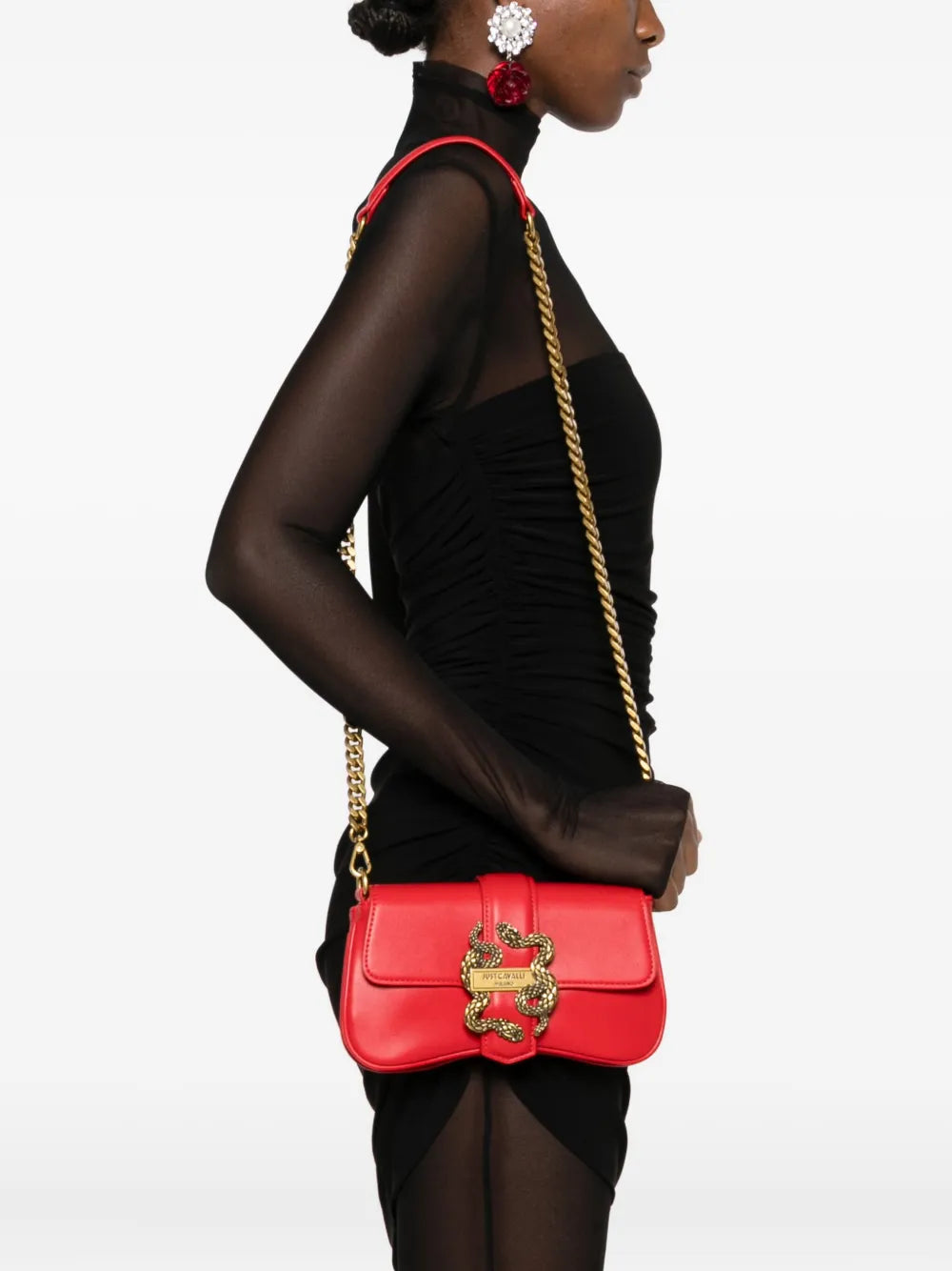Just Cavalli Snake Buckle Shoulder Bag