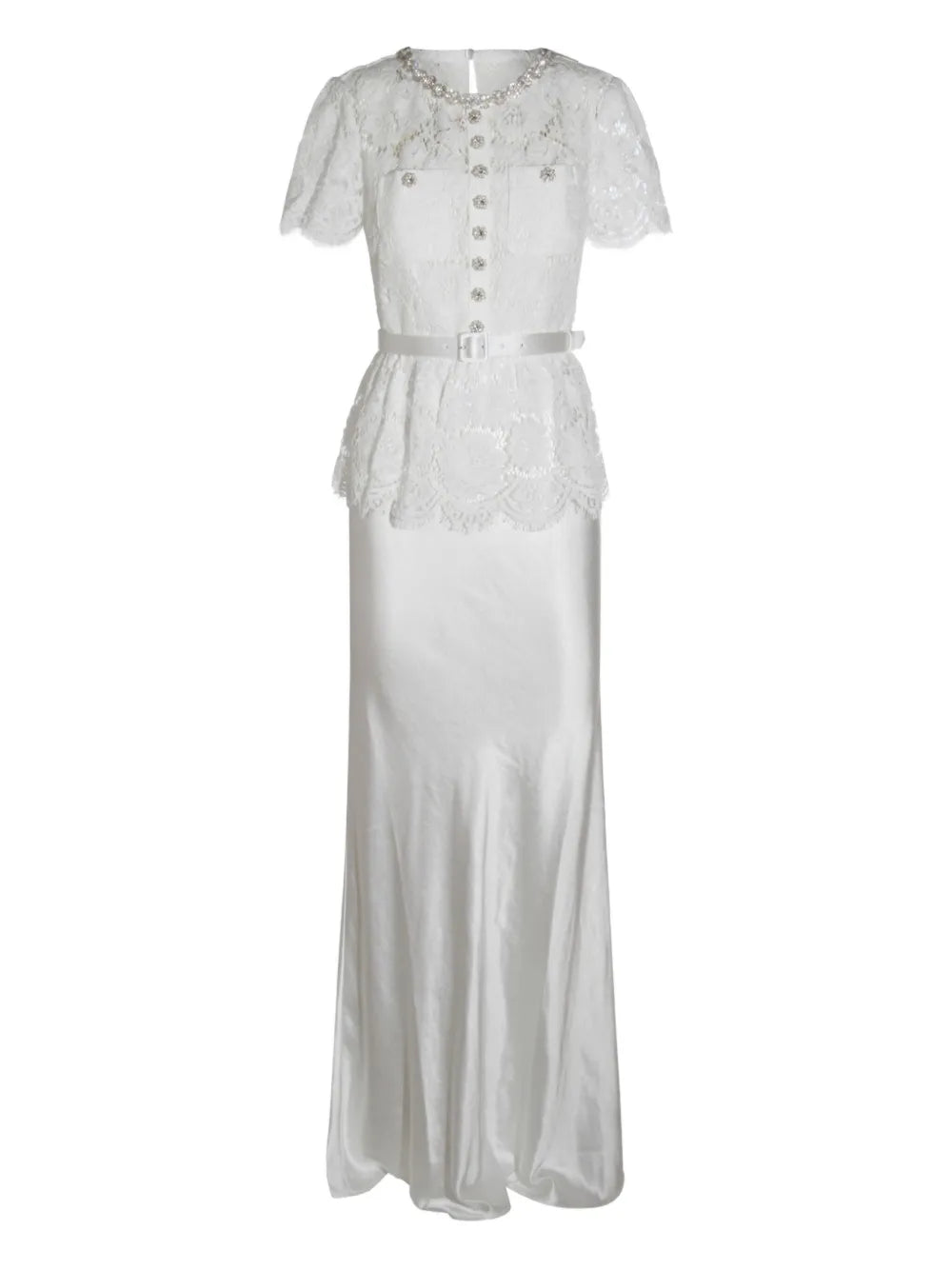 Self Portrait Embellished Peplum Lace Maxi Dress