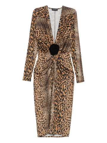 Roserry Leopard Print Midi Dress