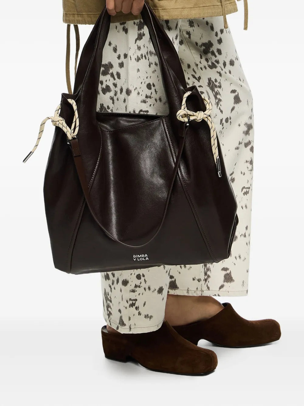 Bimba Y Lola Large Paper Bag Leather Shoulder Bag