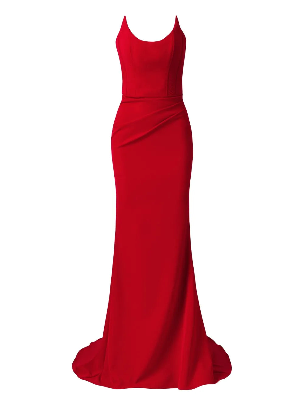 Moos Studio Red Silence Corset Bodice Fishtail Maxi Dress