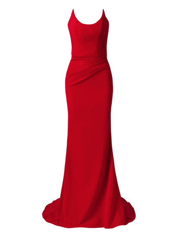 Moos Studio Red Silence Corset Bodice Fishtail Maxi Dress