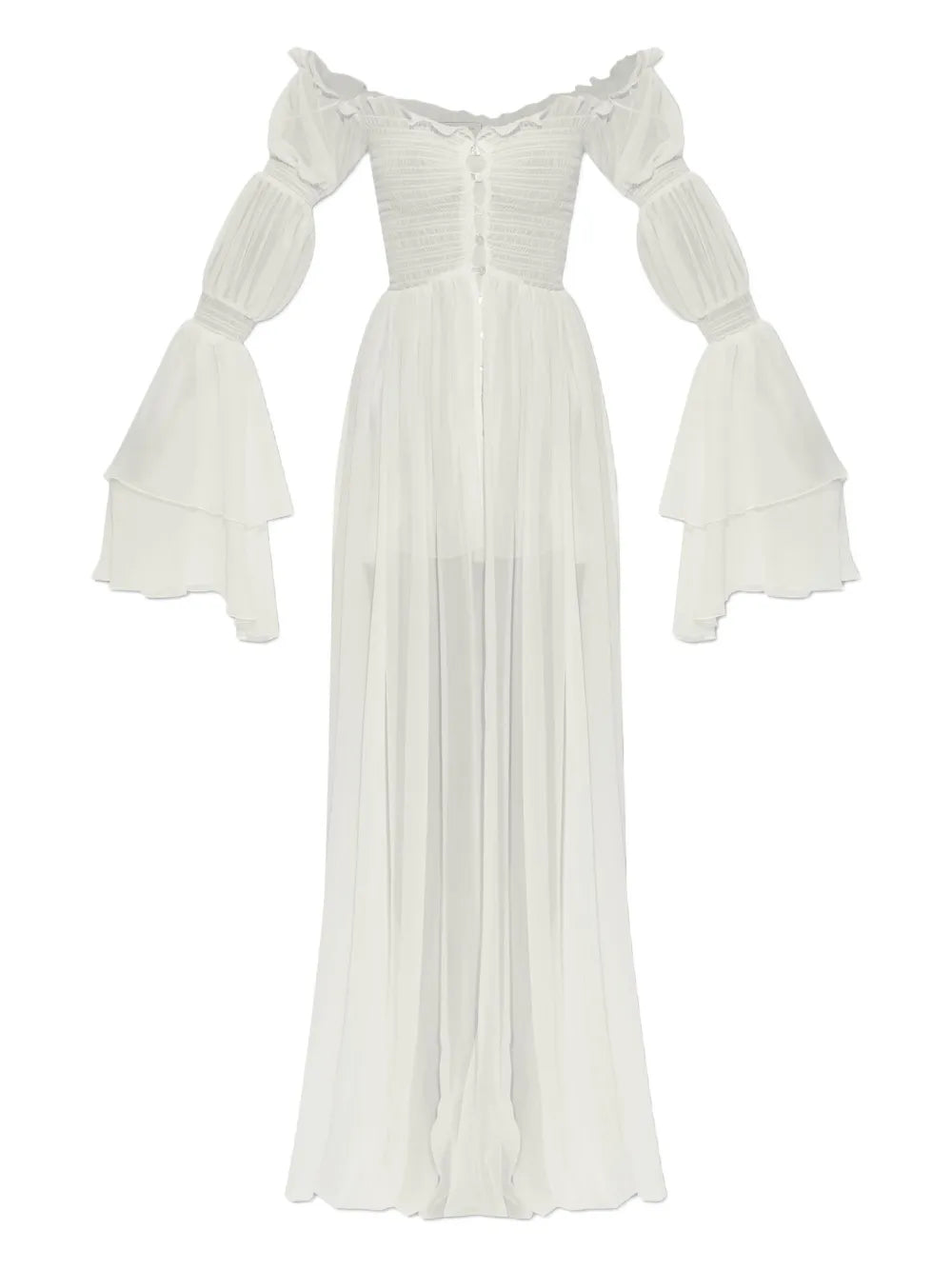 Blumarine Buttoned Silk Chiffon Dress