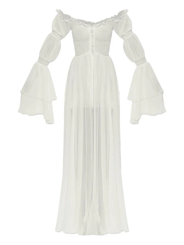 Blumarine Buttoned Silk Chiffon Dress