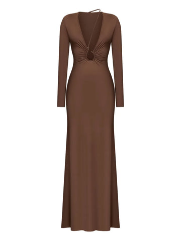 Korobeynikov Ring Detail Asymmetrical Maxi Dress