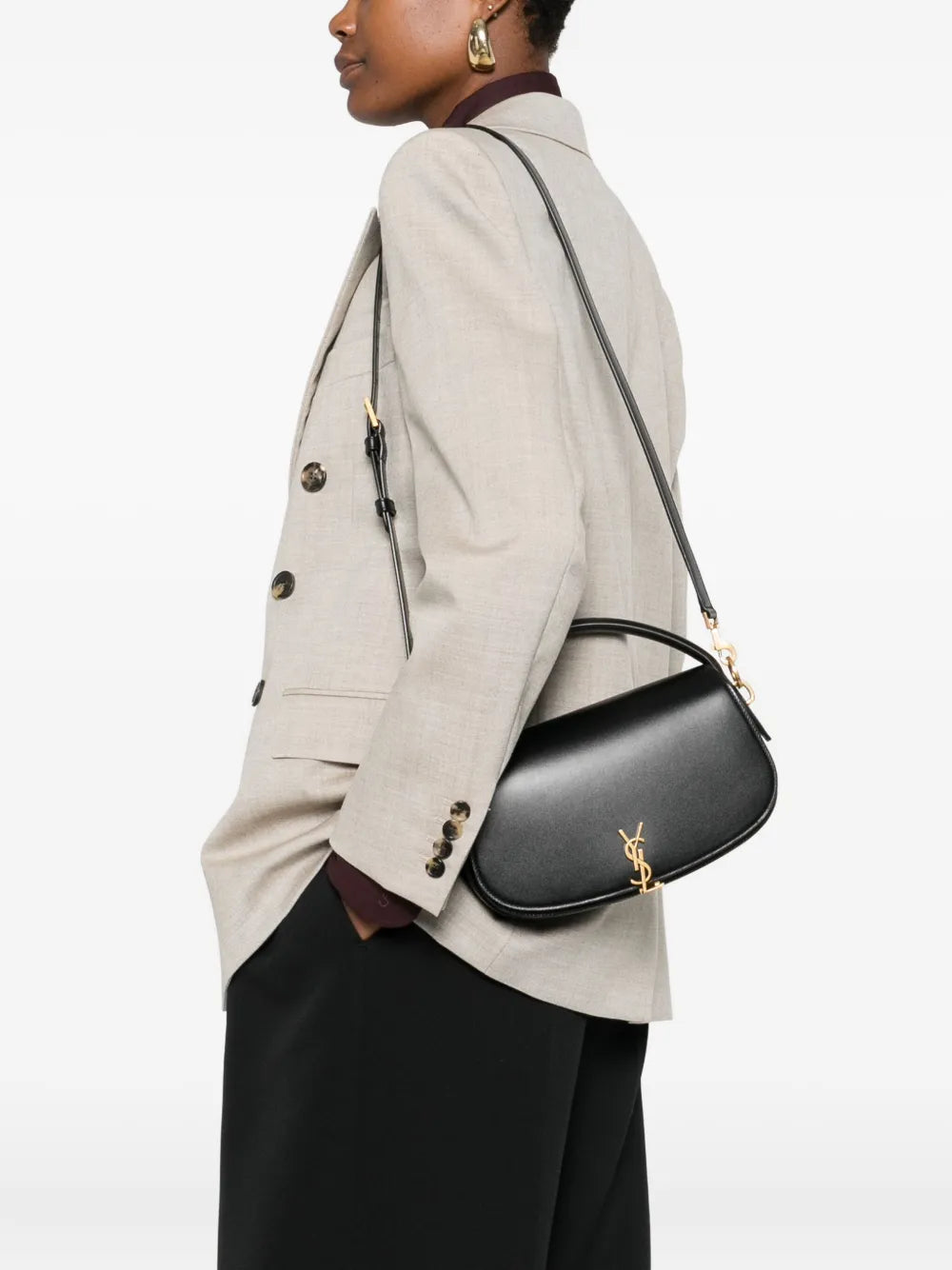 Saint Laurent Logo Plaque Curved Shoulder Bag