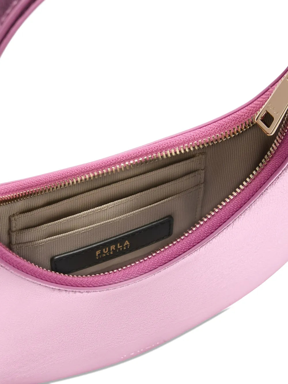 Furla Metallic Effect Crescent Shoulder Bag