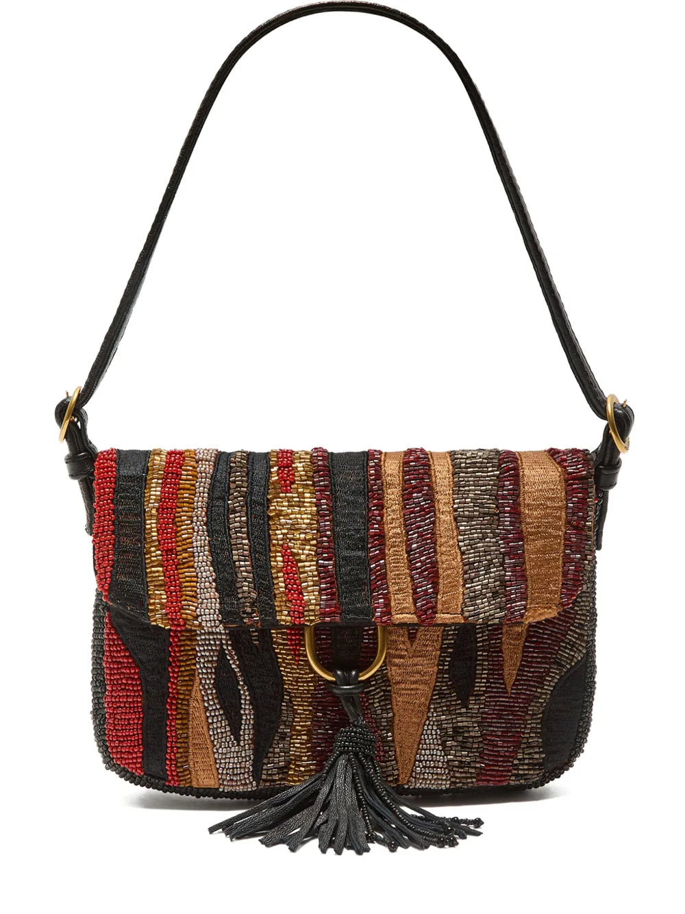 Maliparmi Beaded Embellishment Striped Shoulder Bag