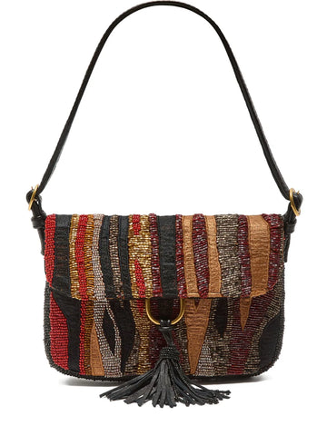 Maliparmi Beaded Embellishment Striped Shoulder Bag