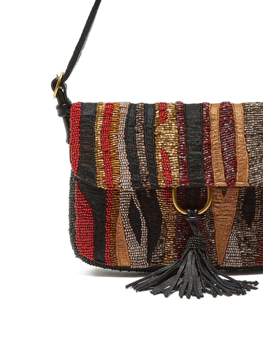 Maliparmi Beaded Embellishment Striped Shoulder Bag