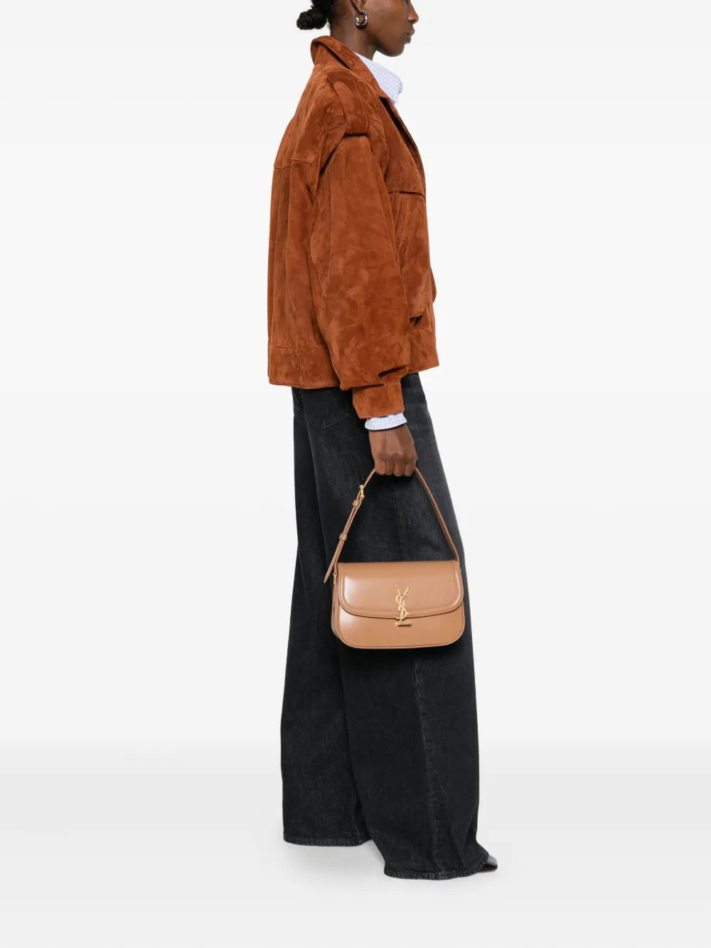 Saint Laurent Medium Solferino Logo Plaque Foldover Shoulder Bag