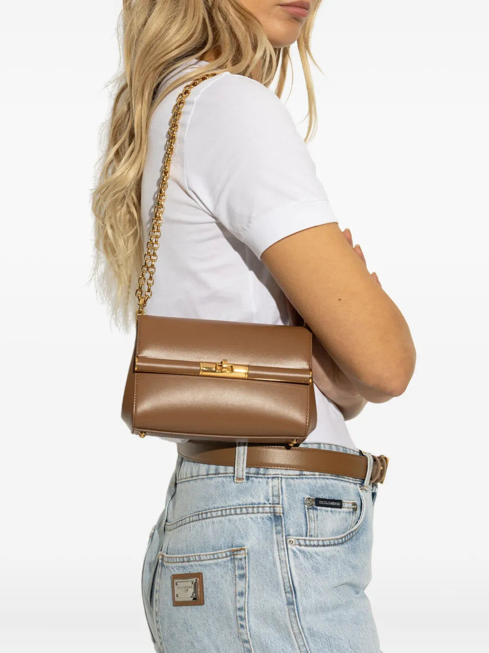 Dolce Gabbana Mini Marlene City Chain Strap Flap Tote Bag
