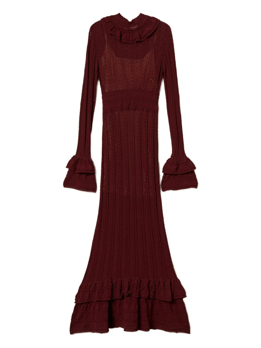 Twinset Ruffled Knit Maxi Dress
