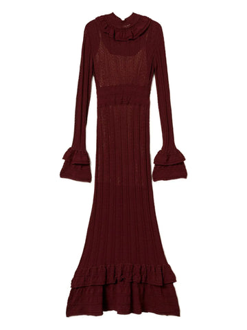 Twinset Ruffled Knit Maxi Dress