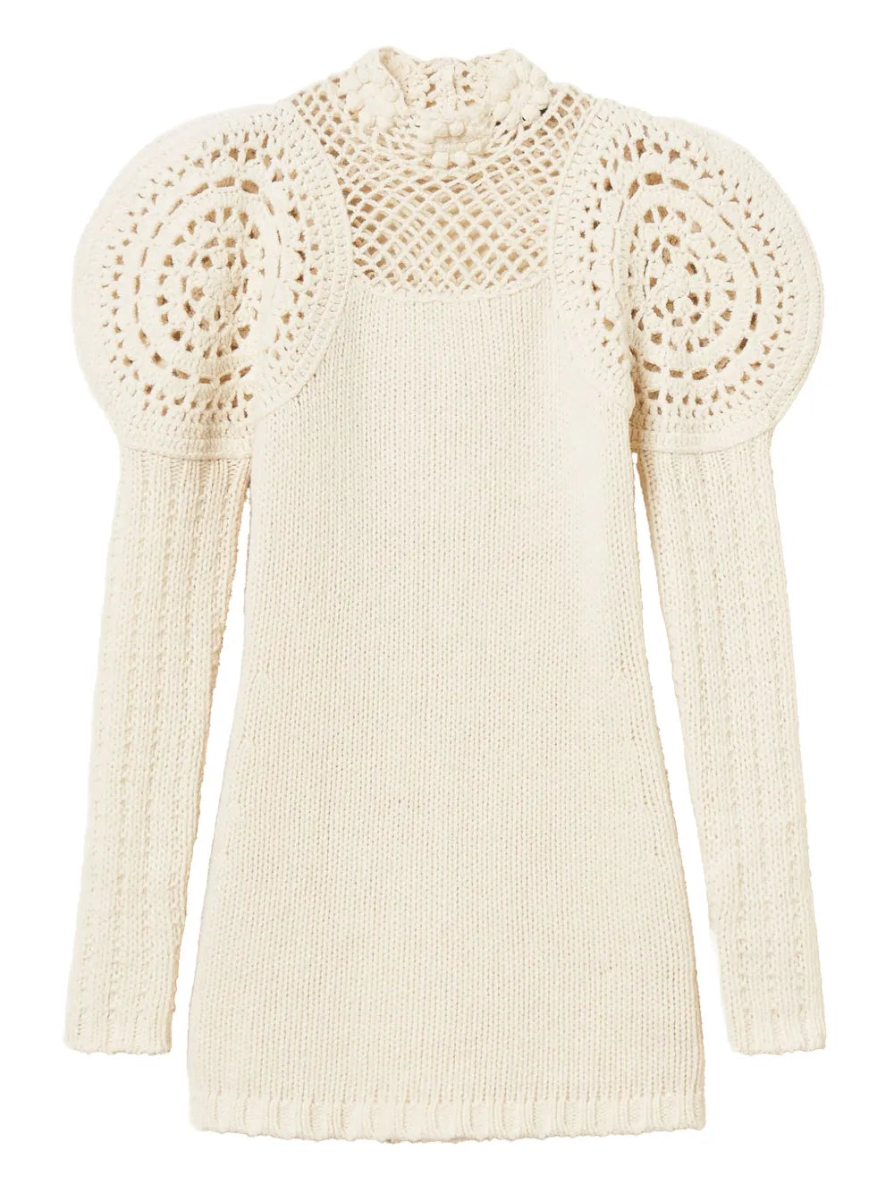 Twinset Crochet Detailed Puff Sleeve Dress