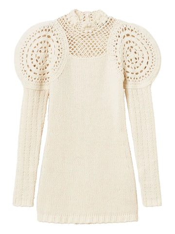 Twinset Crochet Detailed Puff Sleeve Dress