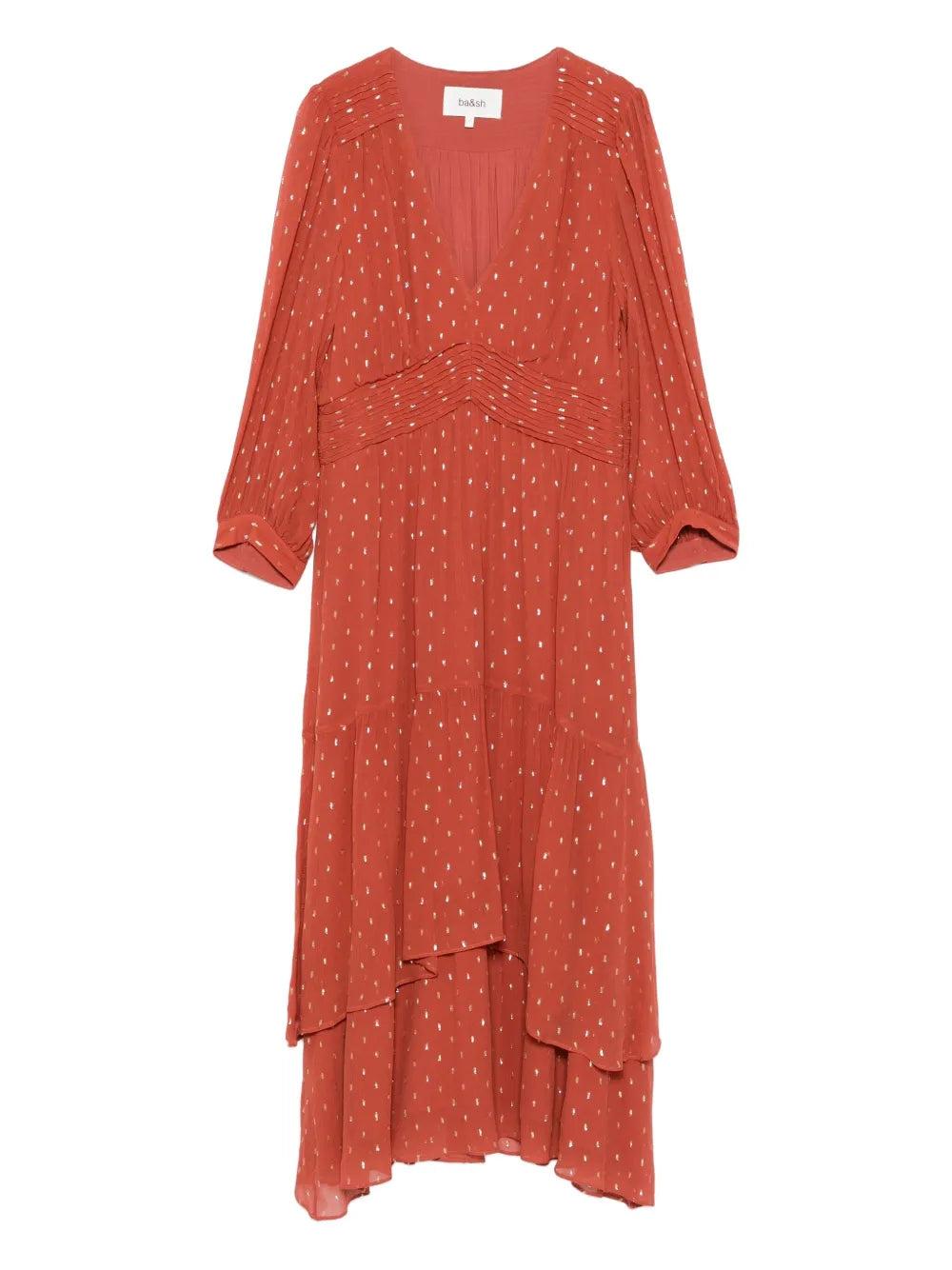 Bash Maia Metallic Dot Tiered Midi Dress