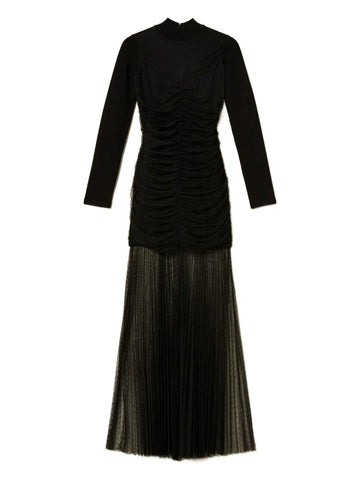 Twinset Pleated Tulle Knitted Dress