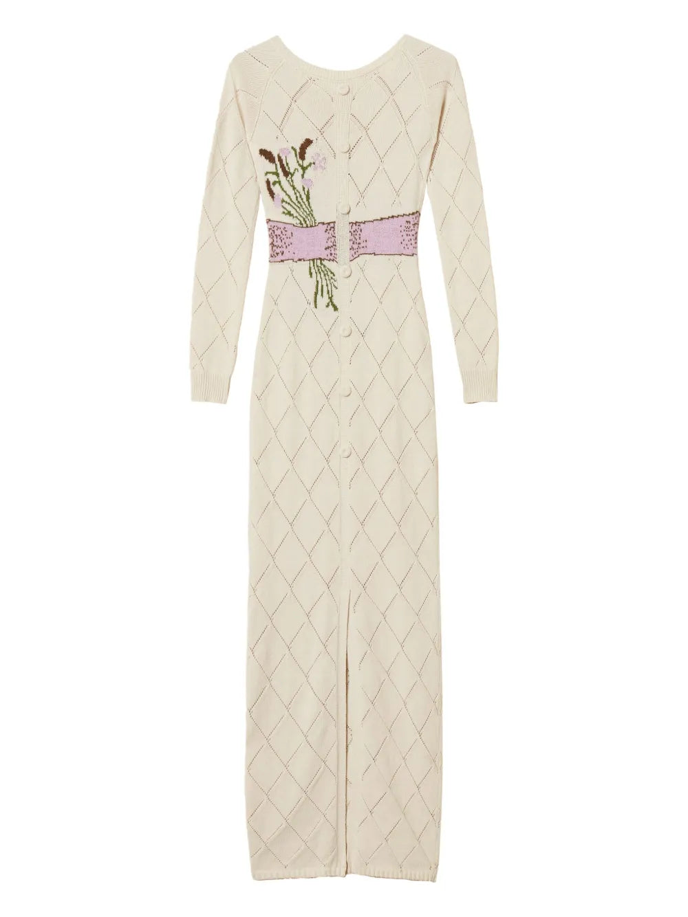 Twinset Bow Diamond Pattern Maxi Dress