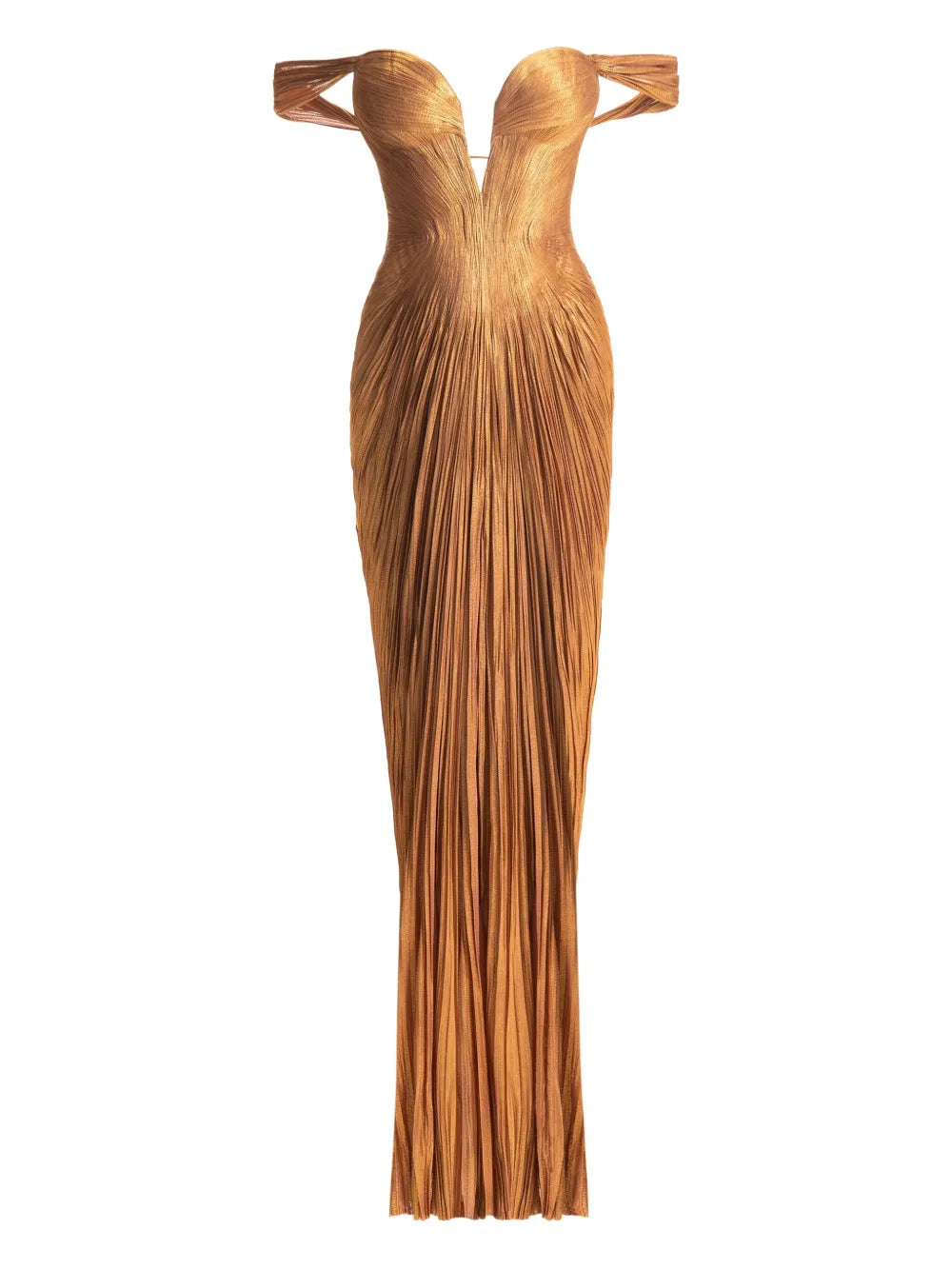 Maria Lucia Hohan Martina Pleated Off Shoulder Gown