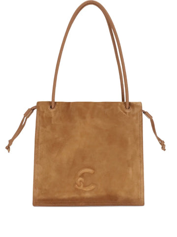 Coccinelle Embossed Logo Suede Shoulder Bag