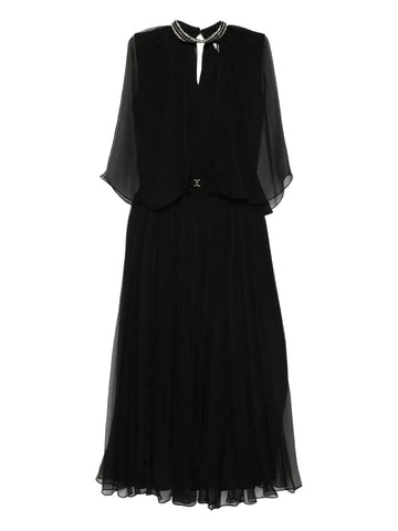 Nissa Crystal Embellishment Pleated Midi Dress