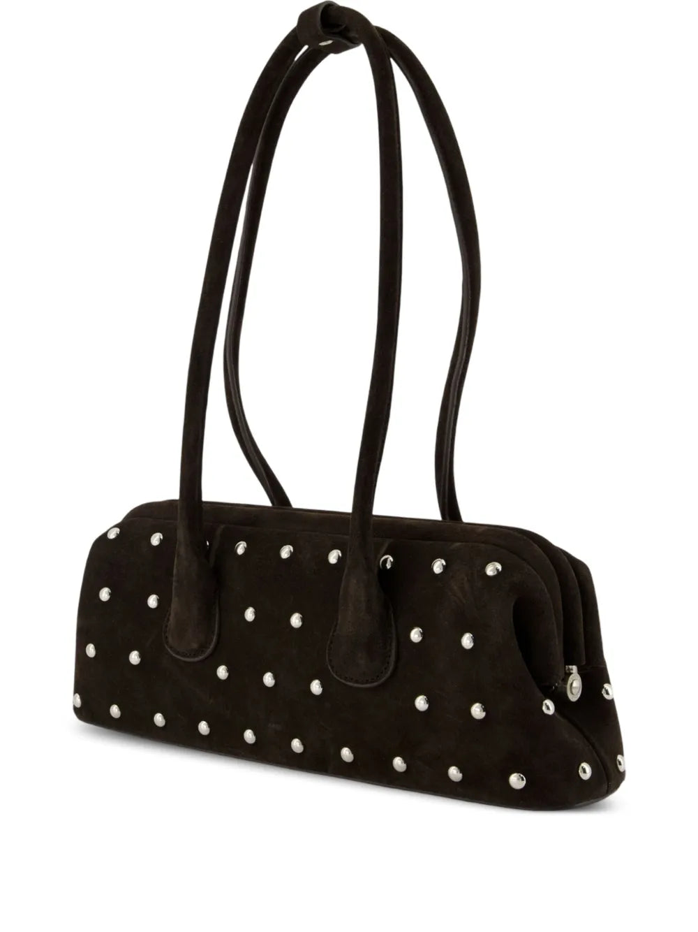 Osoi Mini Boat Wide Stud Embellished Suede Shoulder Bag