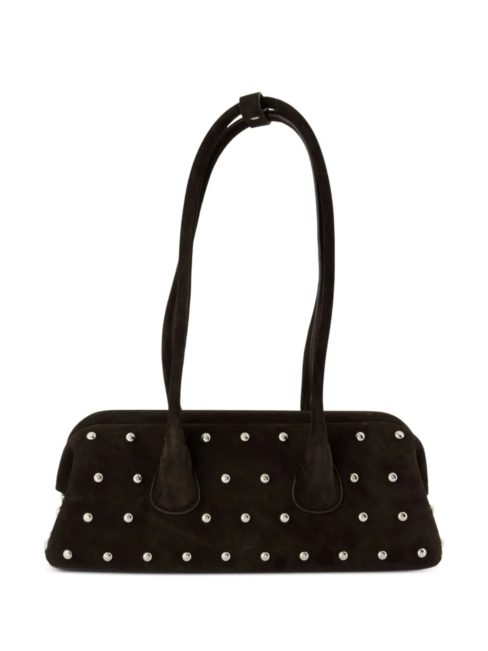 Osoi Mini Boat Wide Stud Embellished Suede Shoulder Bag