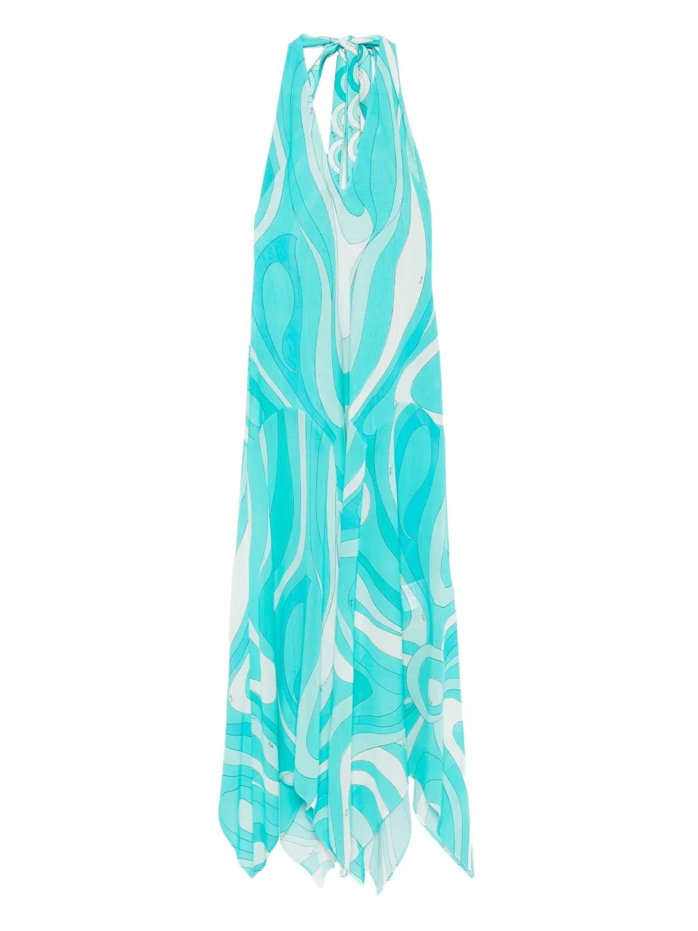 Pucci Marmo Print V Neck Asymmetric Dress